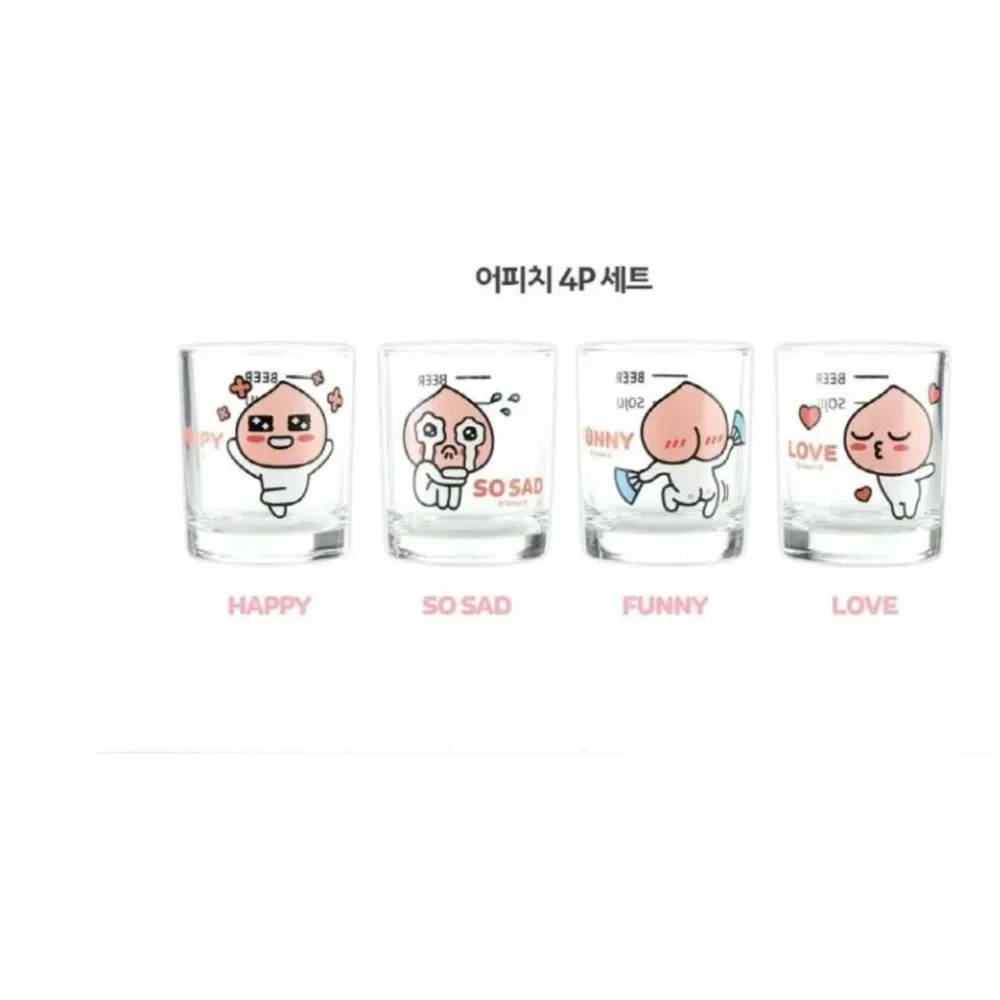 Kakao Friends | Apeach | 4PC SET SOJU GLASS | Shot Glasses | NEW & UNOPENED - Picture 2 of 10